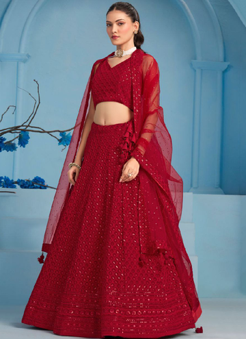 Marriage Ceremony Georgette Lehenga choli with elegant sequin thread embroidery work